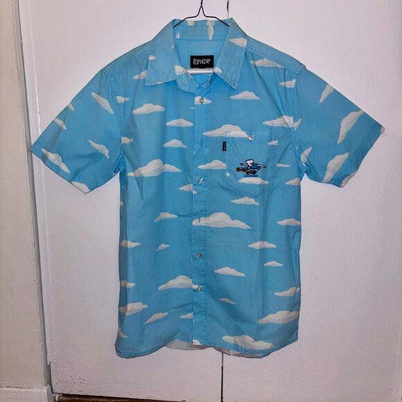 RIP N DIP Blue and White Shirt - Picture 1 of 2